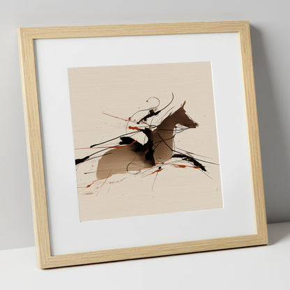 Velocity in Sepia racing horse art print in natural frame