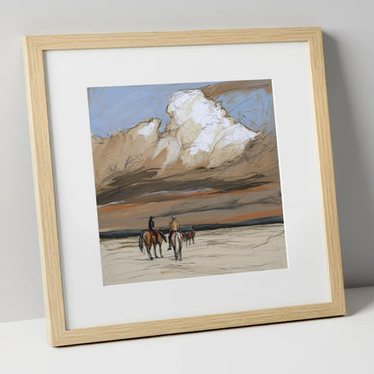 Boundless Skies horse landscape art print in natural frame