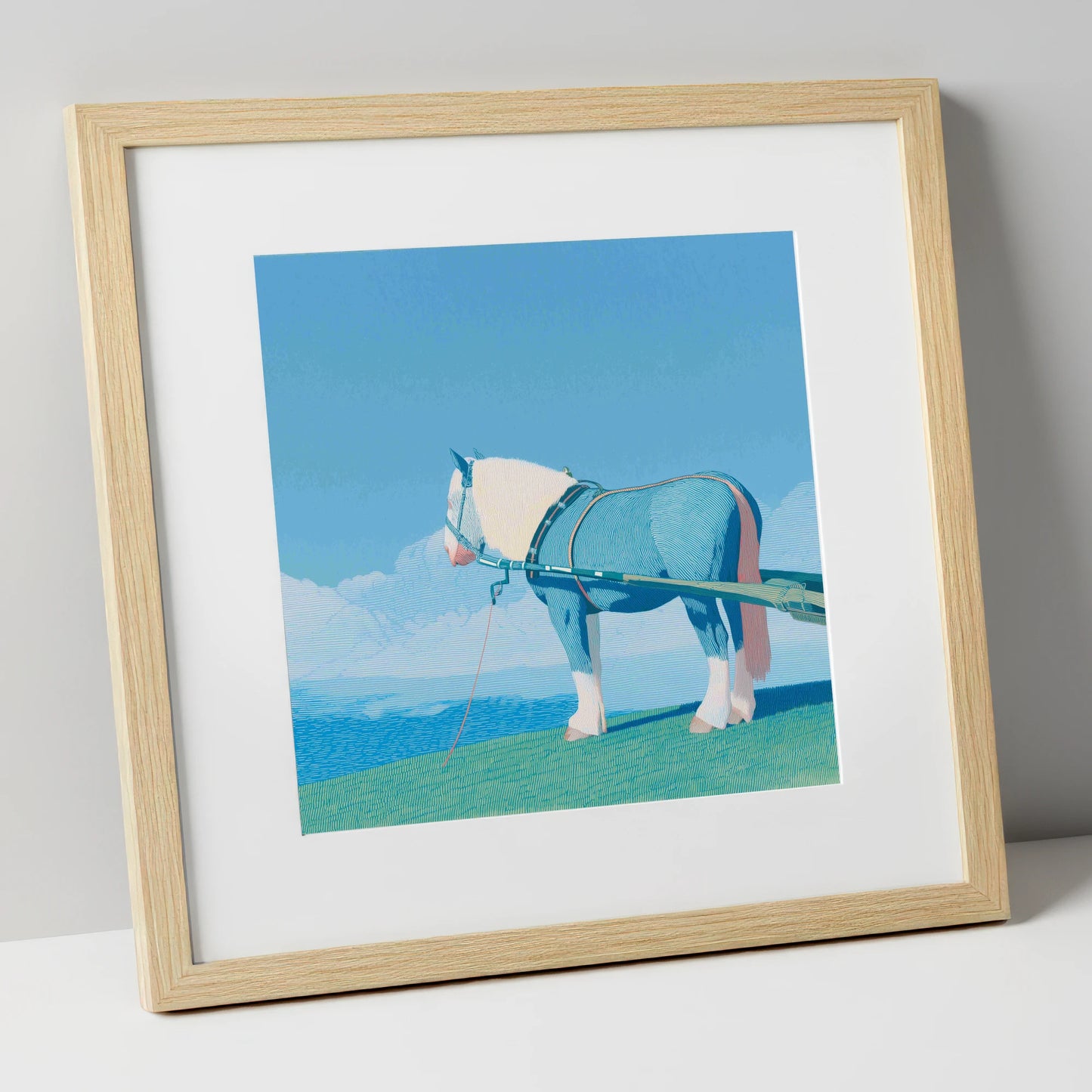 Steadfast Horizon working horse art print in natural frame