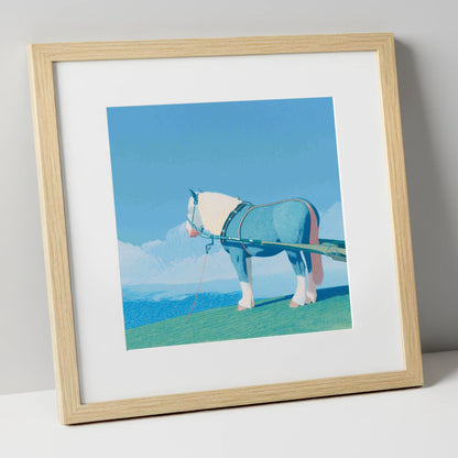 Steadfast Horizon working horse art print in natural frame