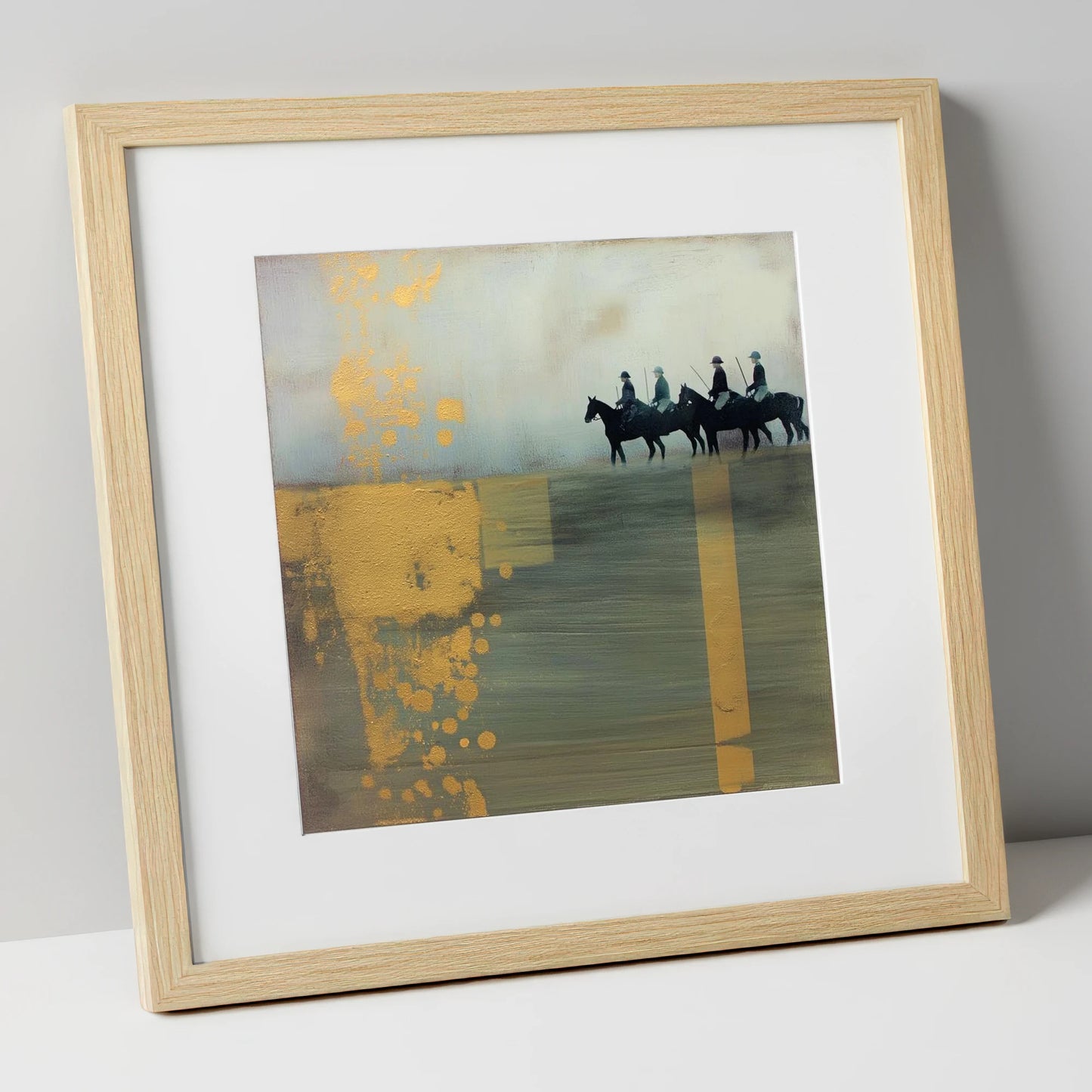 The Gilded Chukka polo horse art print in natural frame