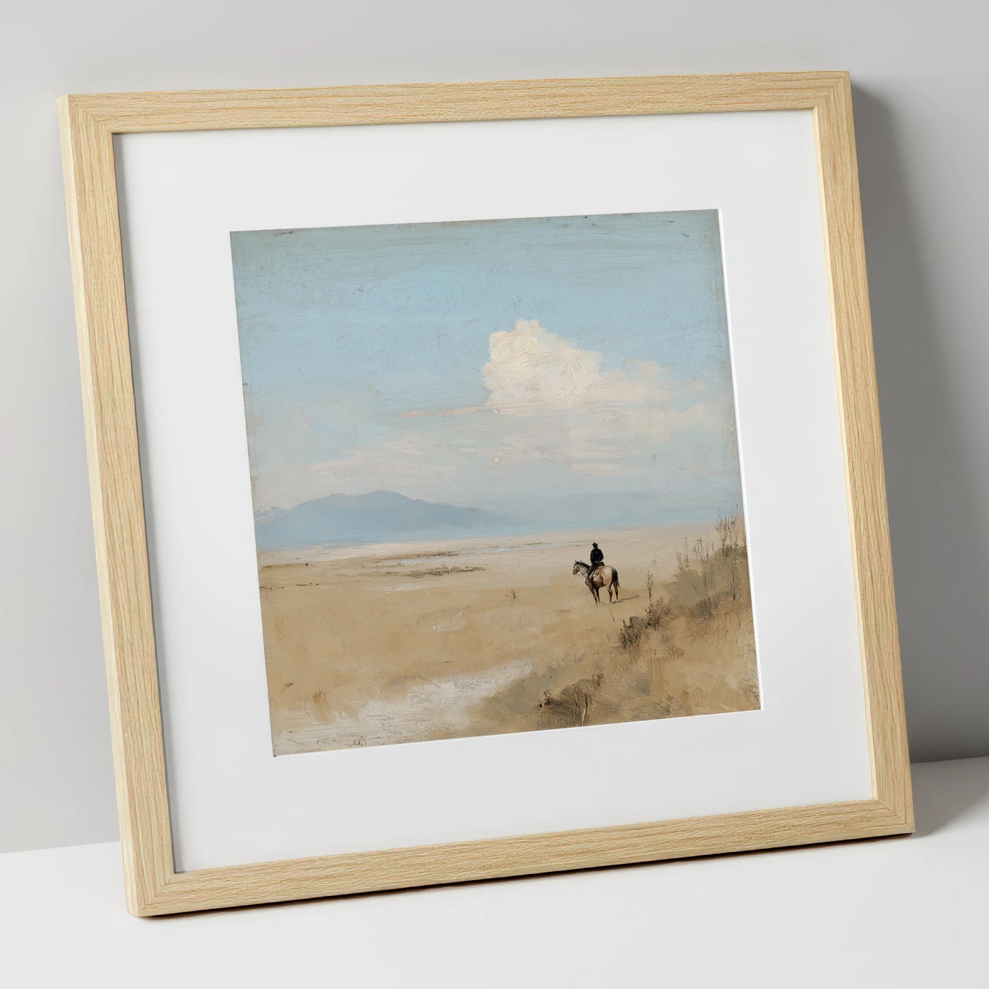 Distant Horizons horse landscape art print in natural frame