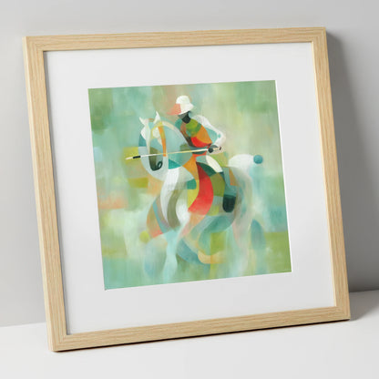 Harmonious Chukka polo horse art print in natural frame