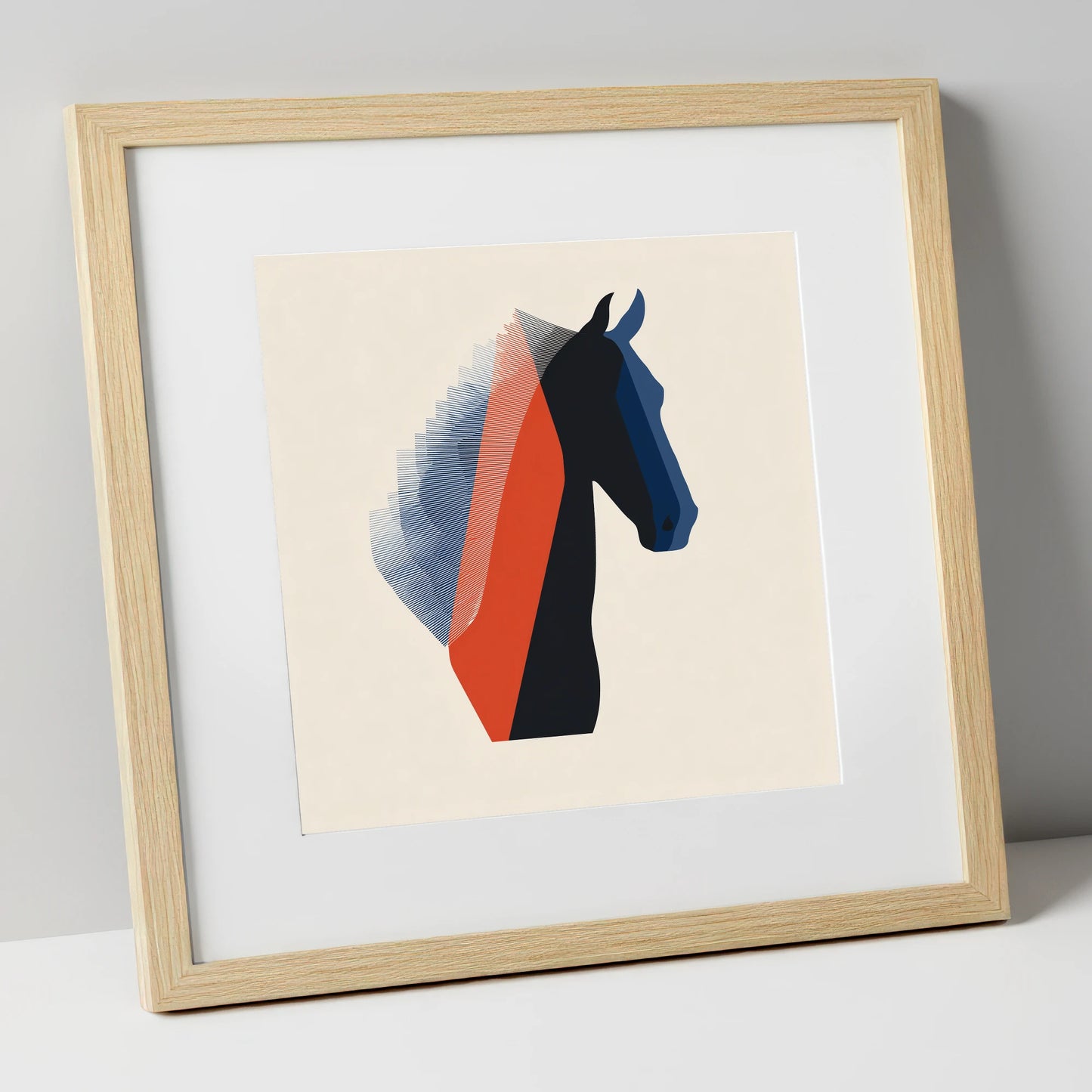 Graphic Equine Profile horse breed art print in natural frame
