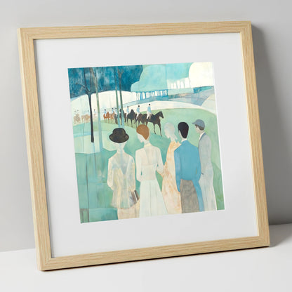 Before the Off racing horse art print in natural frame
