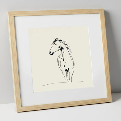 Minimalist Appaloosa Profile horse breed art print in natural frame