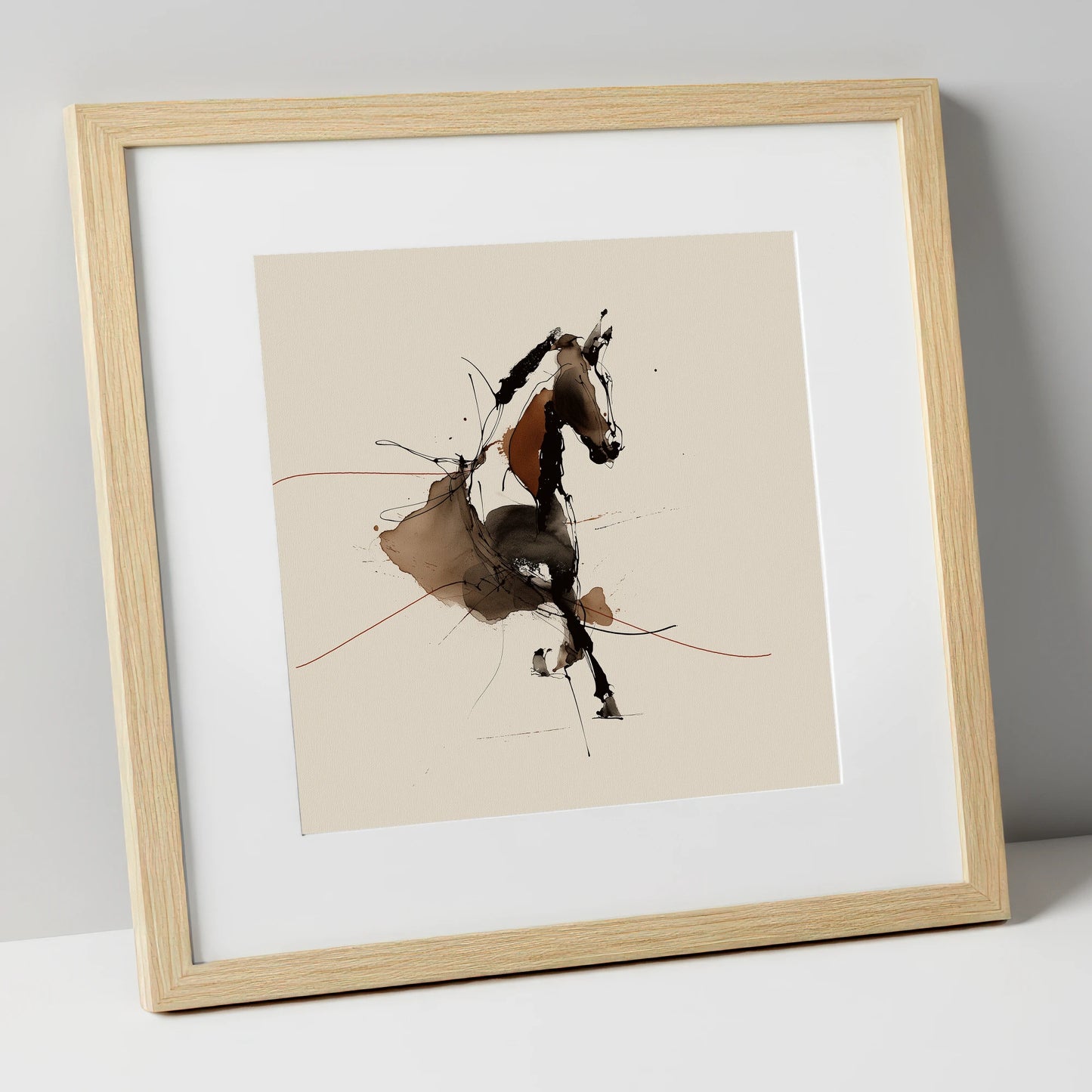 Abstract Dressage Form dressage horse art print in natural frame