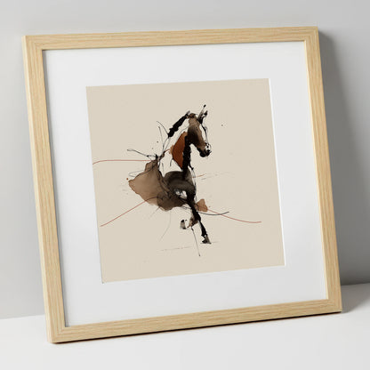 Abstract Dressage Form dressage horse art print in natural frame