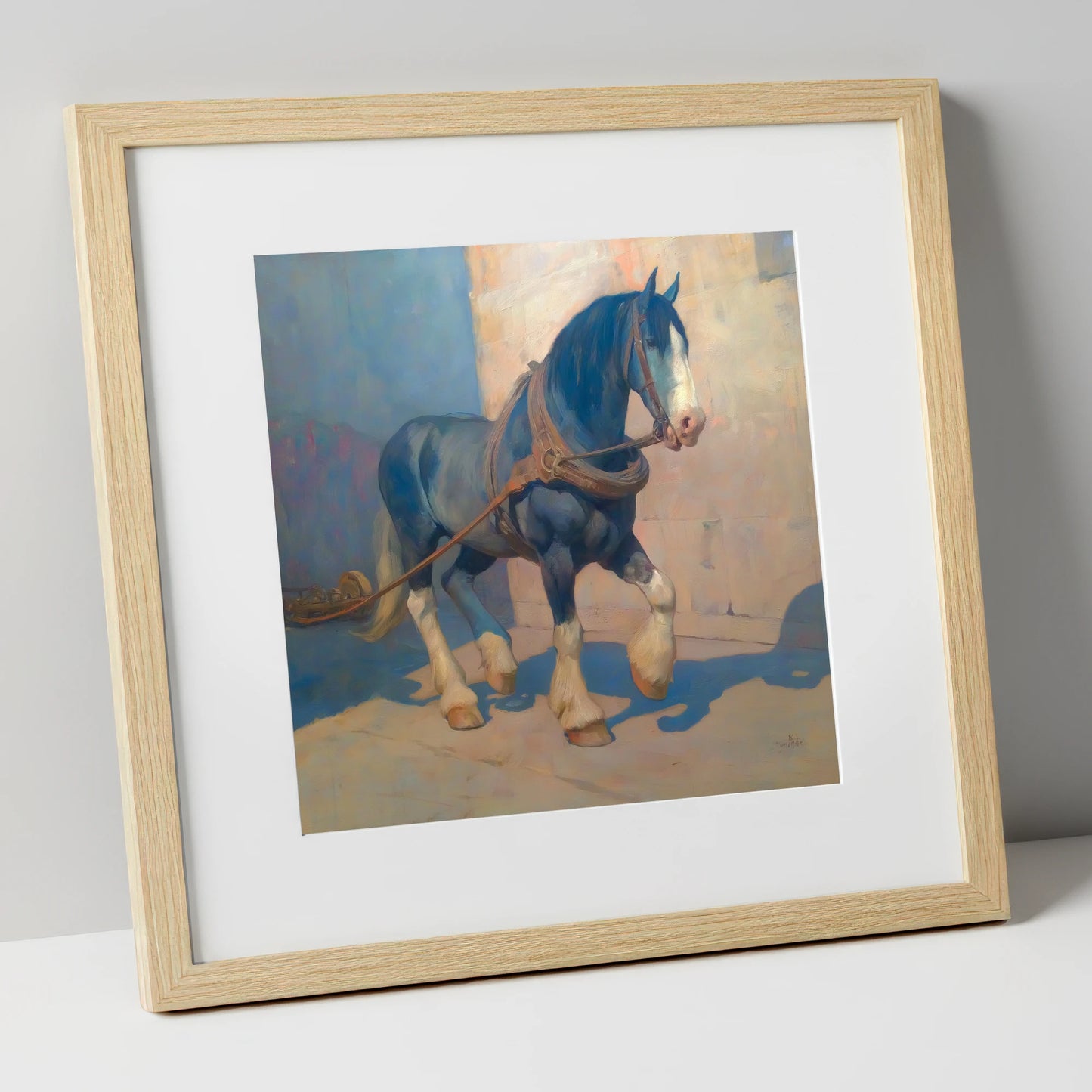 Strength in Harness horse breed art print in natural frame