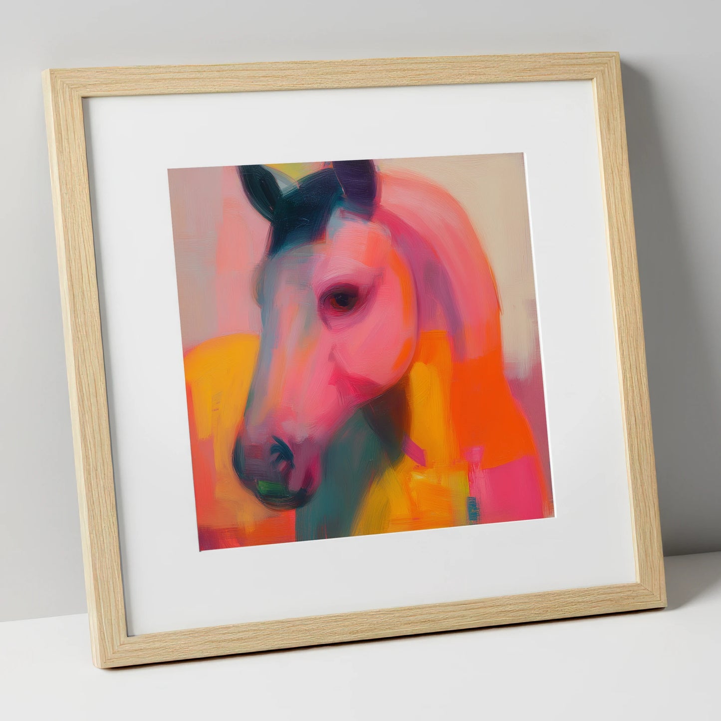 Radiant Equine Spirit horse portrait art print in natural frame