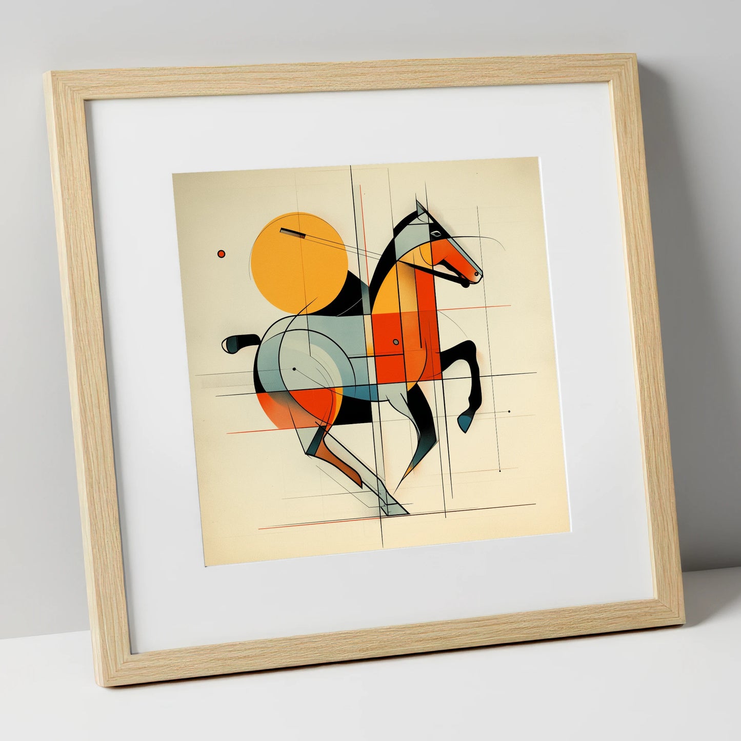 Structured Polo Rhythm polo horse art print in natural frame