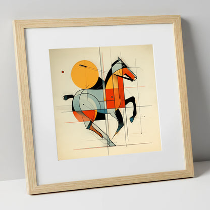 Structured Polo Rhythm polo horse art print in natural frame