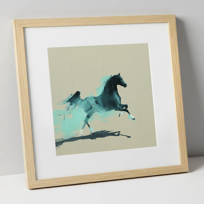 Vivid Arabian Energy horse breed art print in natural frame