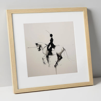 Ethereal Dressage Harmony dressage horse art print in natural frame