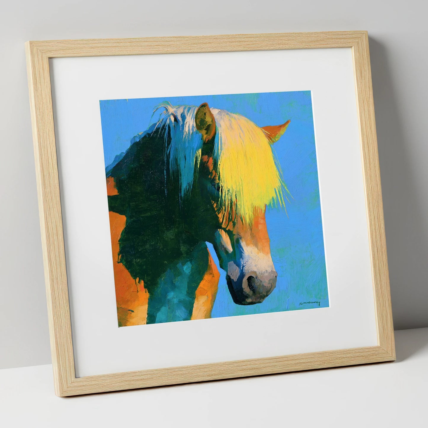 Colourful Chestnut Horse Profile horse breed art print in natural frame