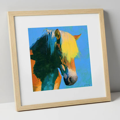Colourful Chestnut Horse Profile horse breed art print in natural frame