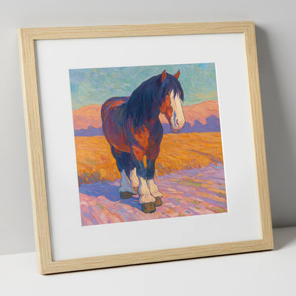 Vivid Heavy Horse horse breed art print in natural frame