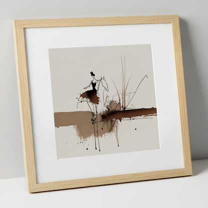 The Silent Dialogue horse & rider art print in natural frame