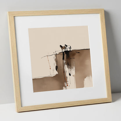 Horizon Companions wild horses art print in natural frame