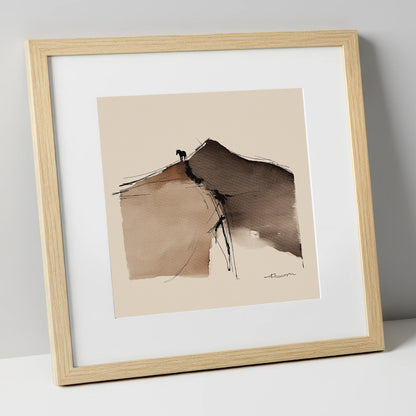 Summit Silhouette horse landscape art print in natural frame
