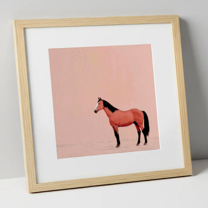 Serene Bay Contender racing horse art print in natural frame