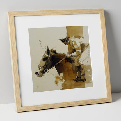 Pace in Profile racing horse art print in natural frame