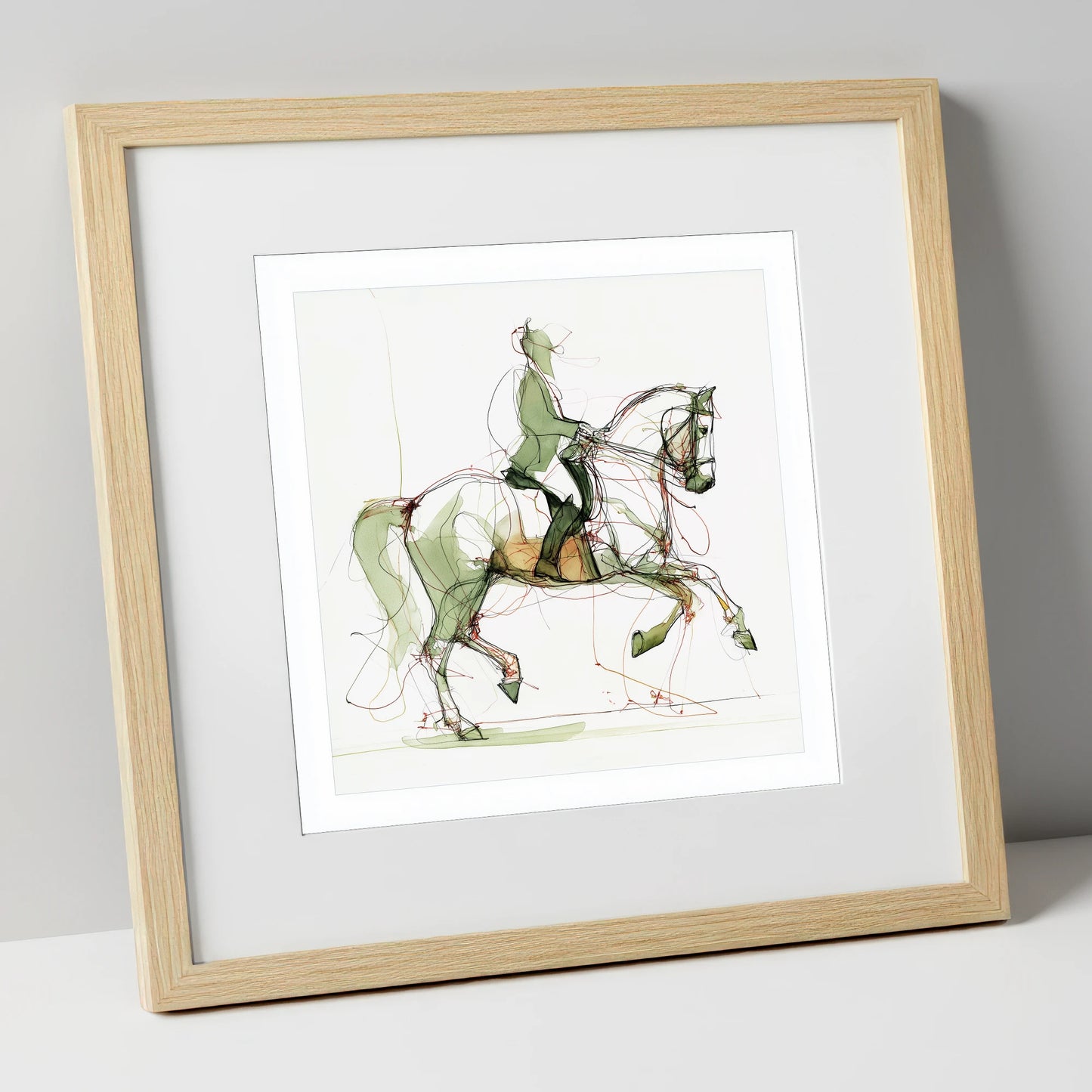Expressive Dressage dressage horse art print in natural frame