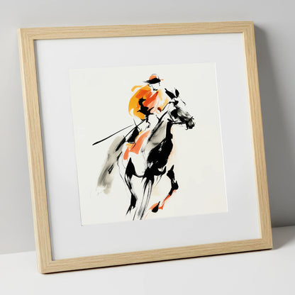 Amber Pace racing horse art print in natural frame