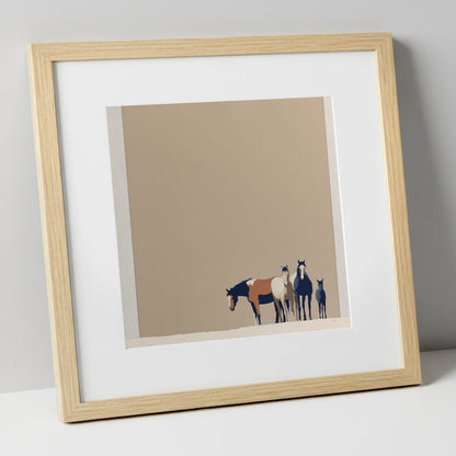 Quiet Desert Herd wild horses art print in natural frame