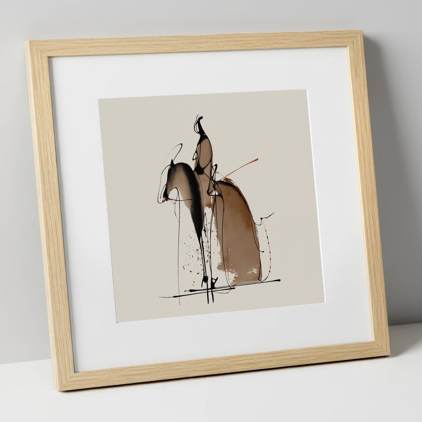 Collected Elegance dressage horse art print in natural frame
