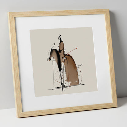 Collected Elegance dressage horse art print in natural frame
