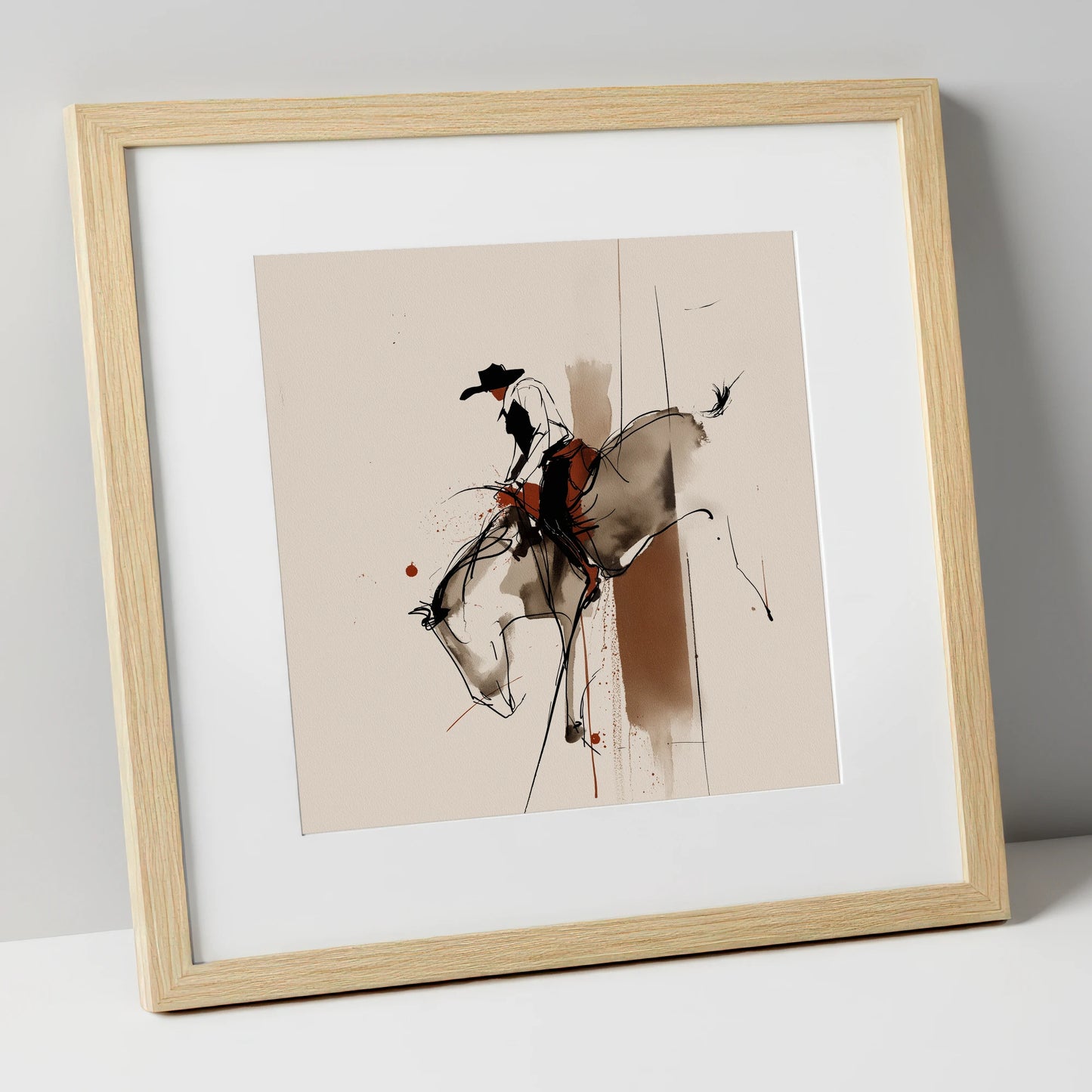 Raw Western Energy western horse art print in natural frame