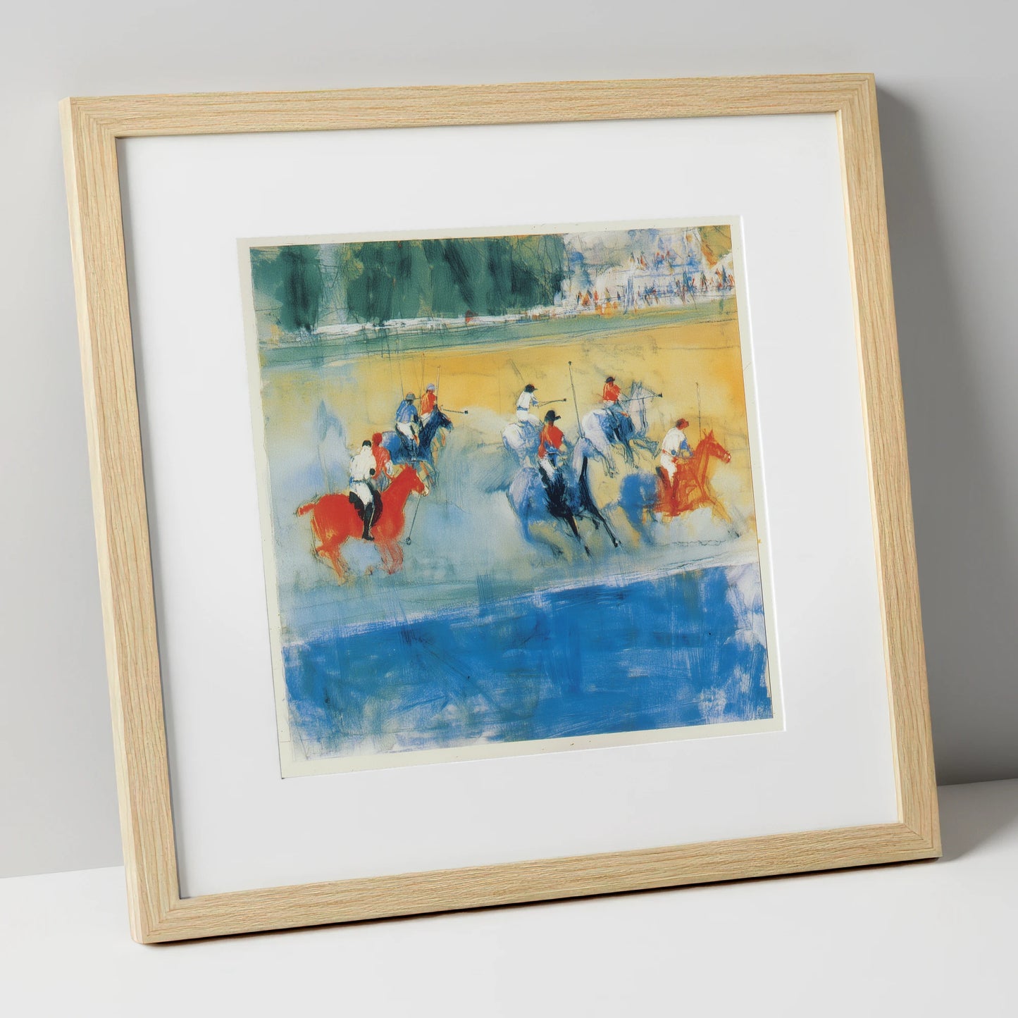Colours of the Chukka polo horse art print in natural frame