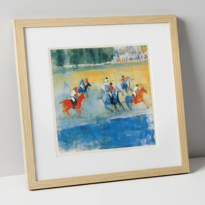 Colours of the Chukka polo horse art print in natural frame