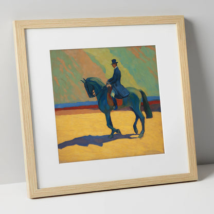 Vivid Dressage Silhouette dressage horse art print in natural frame