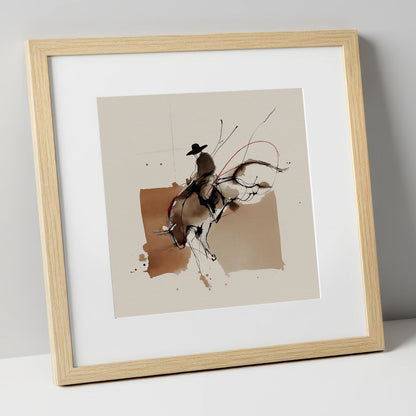 Untamed Western Energy western horse art print in natural frame