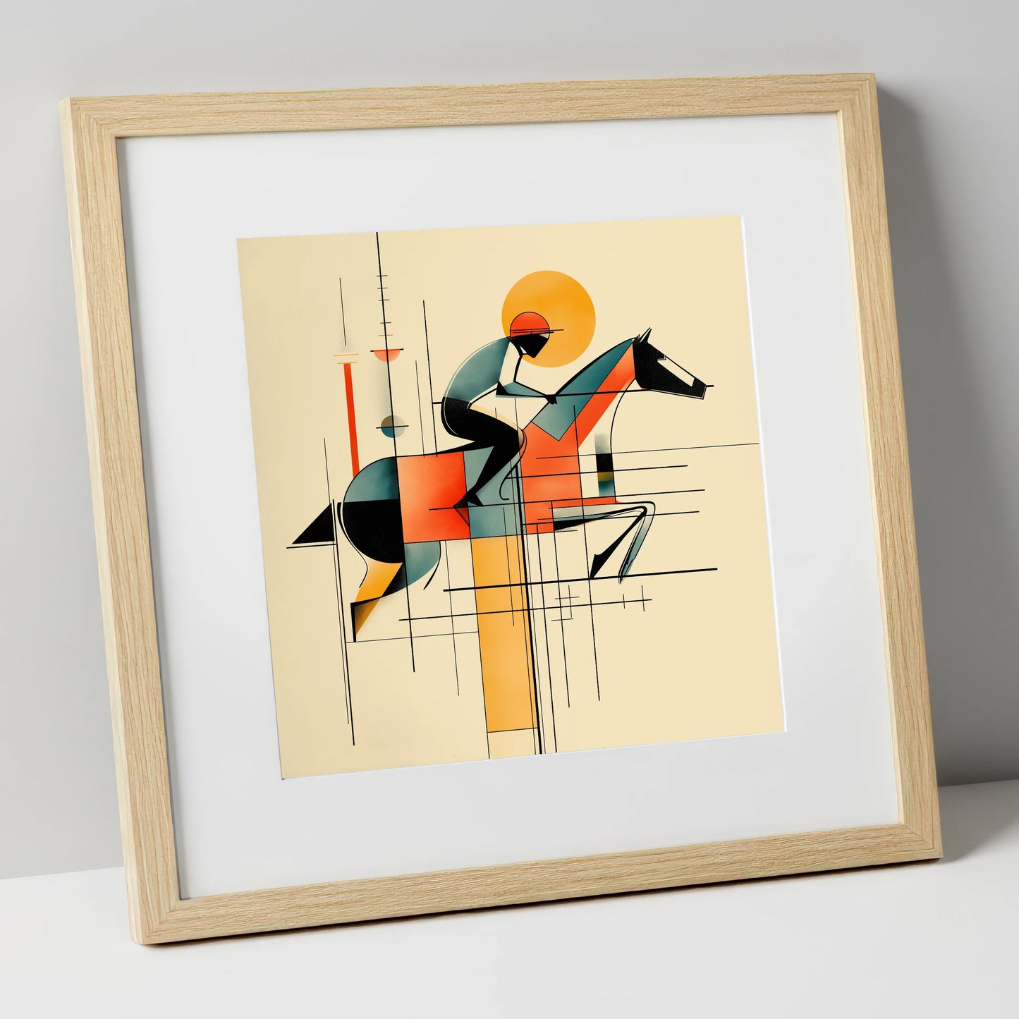 Precision at Pace racing horse art print in natural frame