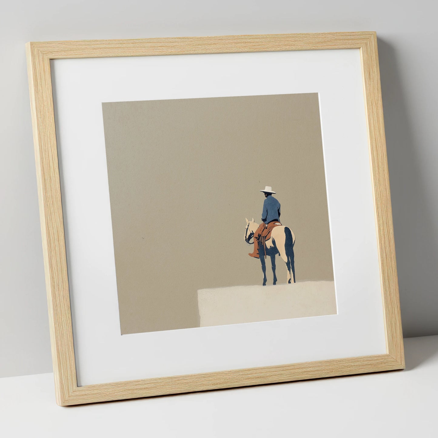 The Quiet Frontier western horse art print in natural frame