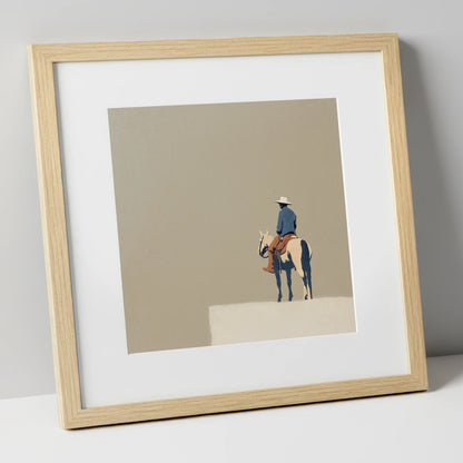 The Quiet Frontier western horse art print in natural frame