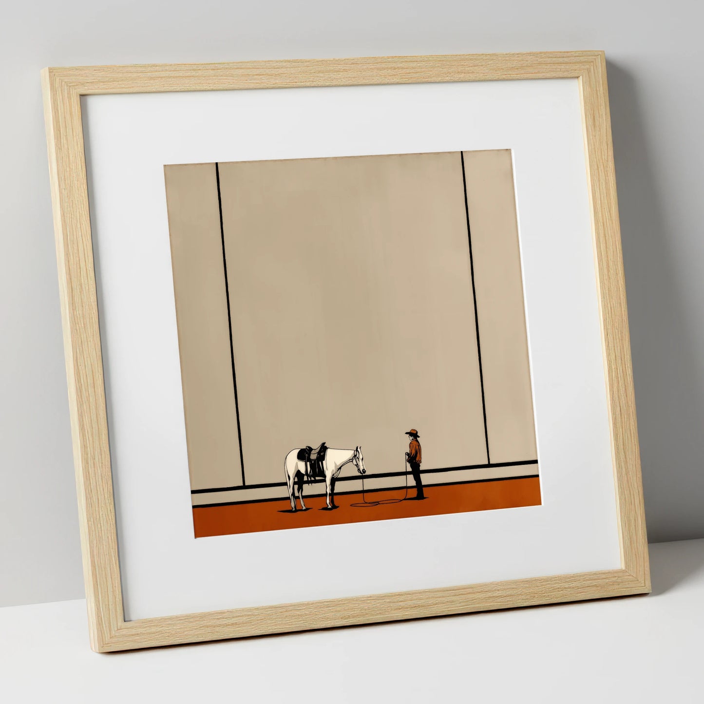 Quiet Western Connection western horse art print in natural frame