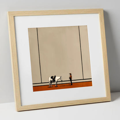 Quiet Western Connection western horse art print in natural frame