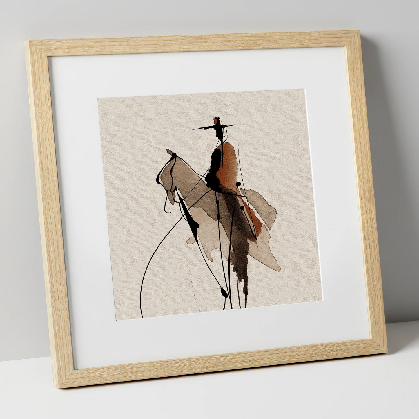Vaquero Silhouette western horse art print in natural frame