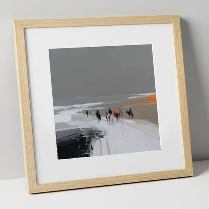 Across the Winter Expanse horse landscape art print in natural frame