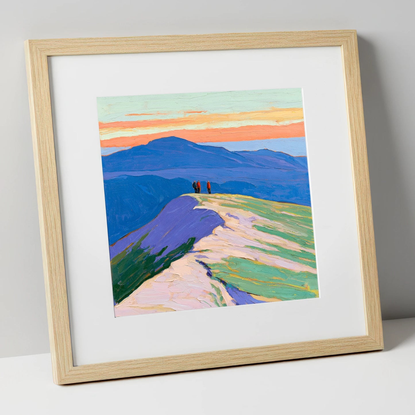 Hilltop Horizon horse landscape art print in natural frame