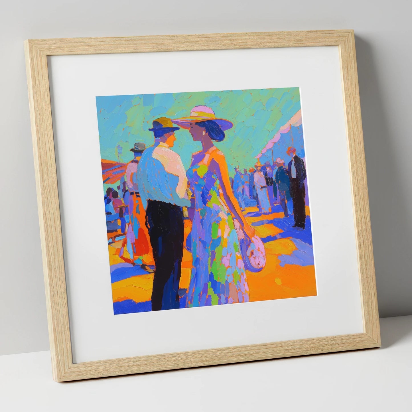 Trackside Society racing horse art print in natural frame