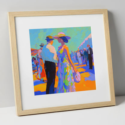 Trackside Society racing horse art print in natural frame