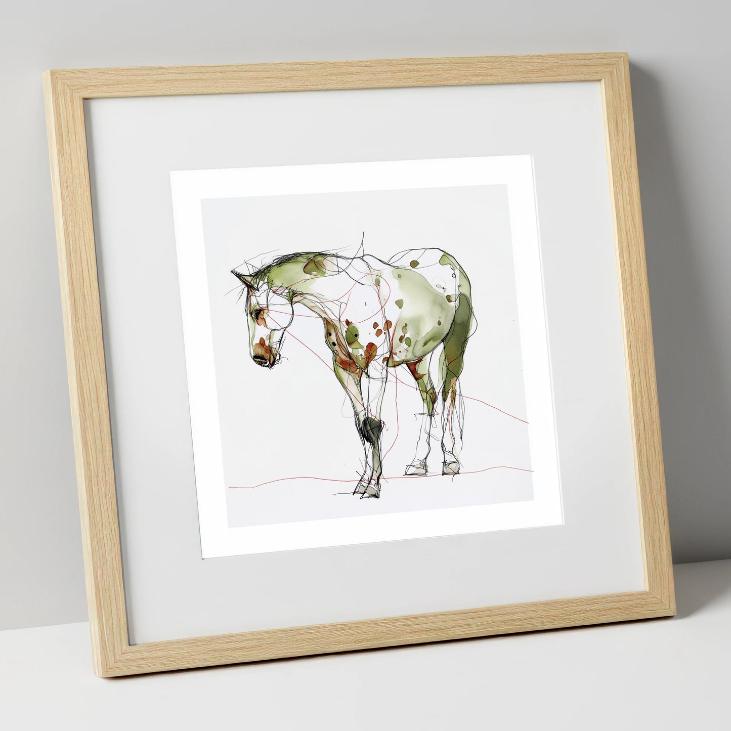 Earthy Appaloosa Contour horse breed art print in natural frame