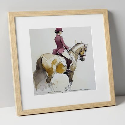 Classical Dressage Poise dressage horse art print in natural frame