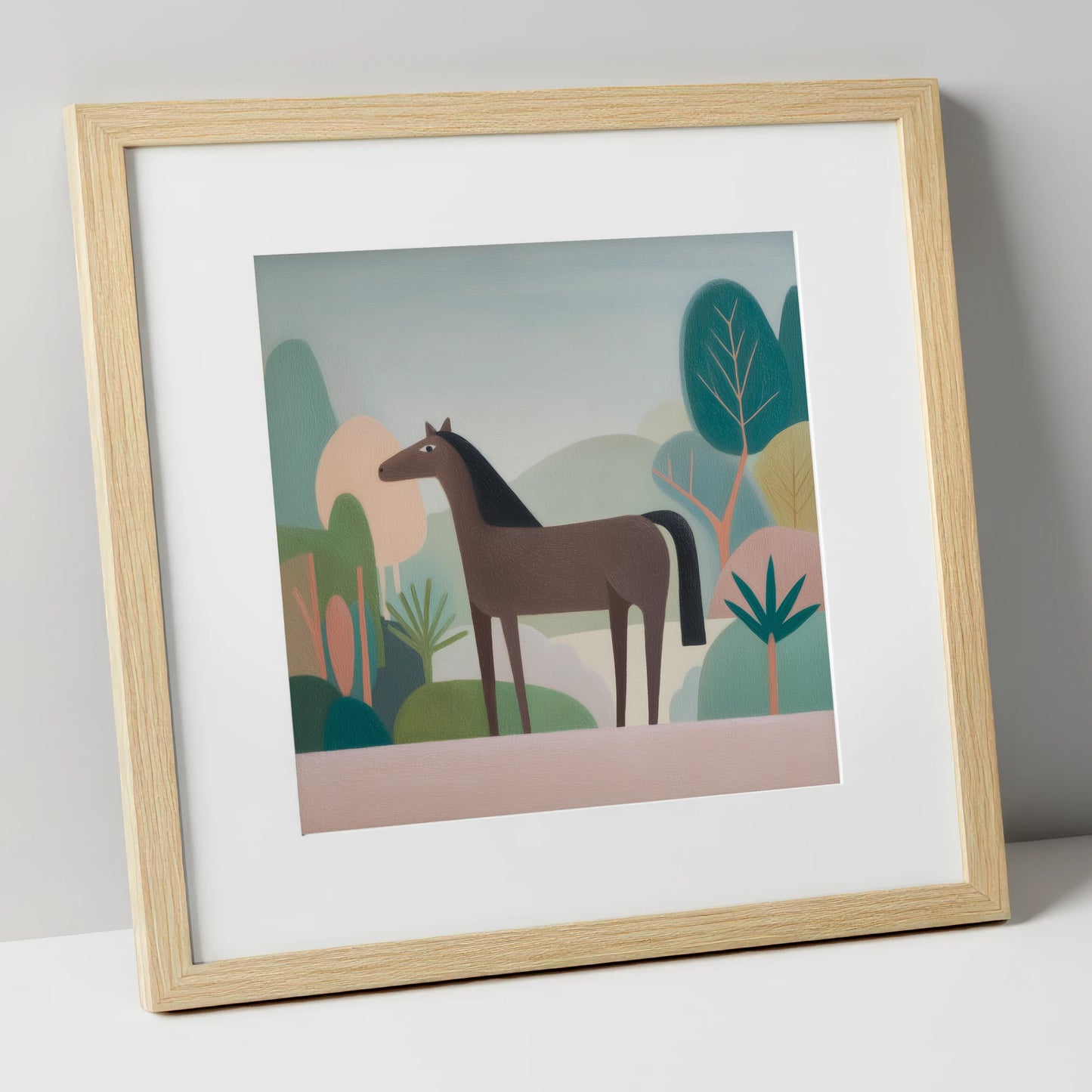 The Quiet Valley horse breed art print in natural frame
