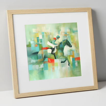Geometric Racing Form racing horse art print in natural frame